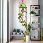 Pink Sky rajasthani painting jhoomer for room , office , kitchen , indoor / outdoor Paper Windchime (12 inch, Green)