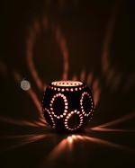 Coco Crafters Handmade Coconut Shell Tealight Candle Holder for Home decor /Office decor/Restaurants/Hotel Décor (Circle Shape)