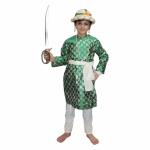 Kaku Fancy Dresses Tipu Sultan Costume/Indian Historical Character Costume -Green, 8-10 Years, For Boys
