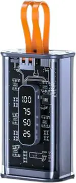 MI-STS KC41 Digital Display PD 3.0 30000mAH Power Bank Inbuilt Lightning & Type-C Cable (Lithium-ion, Power Delivery 3.0 for Mobile)