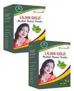 LILIAN GOLD 100% Pure Natural Herbal Henna Powder For Hair | Mix Of 8 Herbals Mehendi Powder For Organic Hair Colour | (200+200)400 Grams