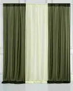 SpecialYou.in Dark Green and Ivory Decoration Tulle Net Curtain 7 Feet Backdrop Decoration Items- Set of 3pcs