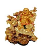 Revive Feng Shui Laughing Buddha on Dragon for Good Luck, Fortune, Health, Wealth, Success and Prosperity | For Shop, Table, Home, Office and Car Decoration - 7 cm