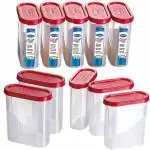 Primeway Polypropylene Food Savers Spices Containers, 275ml, 10 Pcs Set, Red