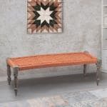 Ikiriya Hamilton Sheesham Wood 2 Seater Maachi Bench| Patio Bench in Orange Rope Canning