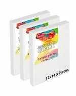Variety Canvas 10 Oz White Pre Stretched Canvas Board with Wooden Frame 12 x 14 Inch (Pack of 3)