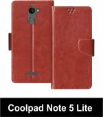 Sbms Coolpad Note 5 Lite Brown Artificial Leather Shock Proof Flip Cover