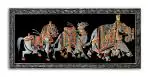Tamatina Multicolor Rajasthani Royal Animals Traditional Art Canvas Painting - 24X16 Inch