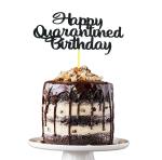 Festiko Happy Quarantine Birthday Cake Topper For Baby Boy Girl Man Women Quarantine Birthday Party Decorations Supplies Black Glitter