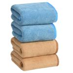 Cotton Bolls Textiles Microfiber Hand Towels Set of 4 (Blue-Brown) Kitchen Towel Super Soft, Lint Free, Quick Dry, Multi-Purpose Towel