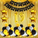 FANEX Solid 19 No. Happy Birthday Foil Balloon Decoration Combo (Pack of 109)