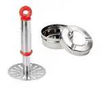 Stainless Steel Potato Potato Masher With Stainless Steel Ash Tray Tabletop Decor and Multicolour, Pack of 2