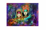 Divinedesigns Multicolor Vinyl Krishna Radha Flute Sticker