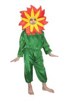 Kaku Fancy Dresses Nature Theme Double Shade Red Flower Costume -Red & Green, 7-8 Years, For Boys & Girls