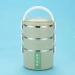 INDIGO Lunch Box Stackable Stainless Steel Lunch Container With Handle for easy carrying for office use and Picnics Large Capacity, 3 Layer,Green