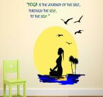 LANSTICK Multicolor Quote on Yoga with Girl Doing Yoga Self Adhesive Wall Sticker