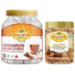 Dhampur Green Table Top Varity Pack, Cinnamon Sugar Cube 550g & Jaggery Sprinkles 200g