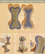 First Play Dog Toys Cotton & Linen Dog Bone Toy, Puppy Teething Toy Canvas, Squeaky Sound Dog Chew Toy for Small & Medium Dogs & Cats Like Shih Tzu, Persian Cat etc. (Linen Squeaky Bone)
