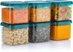 Faverito Square Airtight Plastic Kitchen Storage Container 500 Ml (Set of 6)