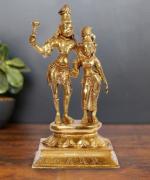 ARTVARKO Home Decor Brass Shiva and Parvati Statue Idol Murti - 9 inch