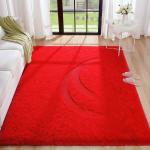 Shag Weaving Carpet Red Polyester Carpet Rugs (90 cm X 150 cm Rectangle)Red