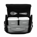 Pinnacle Prata Stainless Steel Lunch Box Kit with Insulated Bag | Lunch Box for Kids & Office Women | Lunch Box for School | Spoon & Fork Set | Leak Proof Lunch Box | (1250ml Grey)