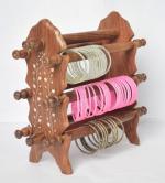 asad Wooden Bangle Stand with 6 Rod (Sheesham)/ Churi Stand/ Jewellery Stand/ Size: 29x12x31 Cm