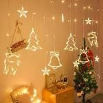 CORALTREE Christmas Lights 120 LED String Lights Twinkle Star Curtain Lights with 8 Flashing Modes for Christmas Trees, Windows, Wall, New Year, Indoor Outdoor Decorations-11.5 Feet (Warm White)