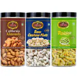 YUM YUM Dry Fruits Combo Pack 1.5kg (Almonds 500g,Cashew 500g,Raisins 500g) Jar Each