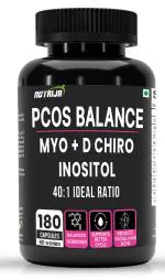 NutriJa PCOS Supplement - Myo Inositol 2000mg, D-Chiro-Inositol 50mg - 40:1 Ideal Ratio - (180 Capsules (60 Servings))