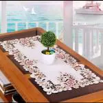 MONKDECOR Beautiful Embroidery Design Center Table Runner (Size-15x33 Inches) Satin Embroidery D1