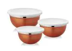 SEGOVIA Stainless Steel Storage | Serving Container | Bowl Set Rose Gold Finish, Pack of 3 Pcs (900 ml + 1200 ml + 1500 ml)