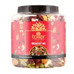 toller 100% Natural Premium Breakfast Mix with Dry Fruits | Reusable Round Jar Assorted Nuts (1 kg)