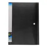 Keny Stationery Multi-utility Clear Leaf Display File | 30 Leaves or Folders | Best for FC Size | Clear Book with Button Flap for Documents, Projects and Certificates | Transparent Black Colour (857FC30F)