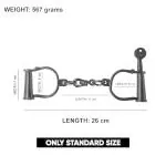 Cliffside Product Heavy Duty Mild Steel Made Indian Handcuff for Police, Theatre Play, Role Play, Drama or Stage Performance (Black, Non Adjustable)
