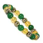 S. K. SYNTHETICS Money Magnet Bracelet, Pyrite, Citrine & Green Aventurine Bracelet 8 mm beads energized.