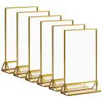 Climberty 6Pcs Acrylic Gold Sign Holders, 5.9X8.2 Inch Clear Picture Frames With Gold Borders And Vertical Stand, Double Sided Table Menu Display Stand For Restaurant Signs, Wedding Table And Photos