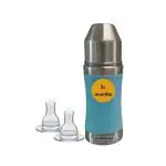 Dr Barnard Steel Feeding Bottles | Milk Bottles for Kids and Baby | Premium 304 Stainless Steel | 240 ml with Volume Markers