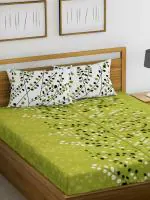 Huesland by Ahmedabad Cotton Superior Cotton Double Bedsheet with 2 Pillow Covers - Green