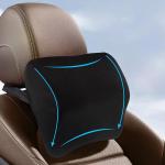 Bekvam Black Car Headrest Cushion With Dual Fabric Cover, Buckle