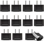 Australia, China Plug Adapter Socket by Ceptics, India to Chinese, New Zealand 2 Pin Type I Adaptor Power Wall Adapter, Argentina, Round to Angled Flat Pin Converter - 12 Pack