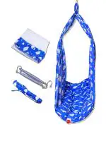 VParents Sunny Baby Swing Cradle with Mosquito net and Spring (Blue)