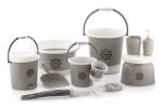 Liza Plastic Jumbo Bucket, Tub & Mug Bathroom Set 11 pcs, Heavy Duty, Large Capacity (Pastel Grey)