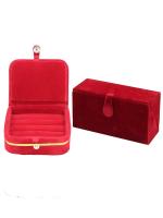 atorakushon Velvet Combo Jewellery Box Ring Box Earrings Necklace Organiser For Women's Set of 2 ( maroon )