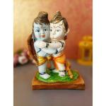 Craftomanic Resin Lord Ram Hanuman Milan Showpiece For Home Decor Office Decor/Ram Darbar Bal Ram Bal Hanuman Showpiece (22 Cm)