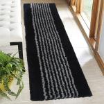 KALYAN GLOBAL Anti Slip Anti Skid Extra Large Size Polyester Doormat For Main Door Home Entrance Office | Soft & Beautiful Doormats Rugs For Indoor & Outdoor Use - (120 x 45 CM) - Finger Stripes(Black)