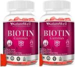 Naturewell Biotin Gummies For Hair Growth, 30 Gummies Each (Pack Of 2)