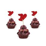 Festiko 15 Pieces Valentines Day Heart Cupcake Topper, Bridal Shower, Bachelorette Party Decorations, Valentines Day Party Supplies