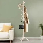 ABOUT SPACE Coat Hanger Stand for Home - Detachable Coat Rack with 8 Hooks for Umbrella, Handbags, Dress Hanger Stand for Adults Teen Children for Bedroom Living Room Entryway (White H 76 cm - 176 cm