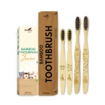 IMVELO GREEN YOUR HYGIENE Family Pack - 2 Adult & 2 Kid Bamboo Toothbrush with Charcoal Activated Soft Bristles Natural, Biodegradable & Compostable Wooden Toothbrush